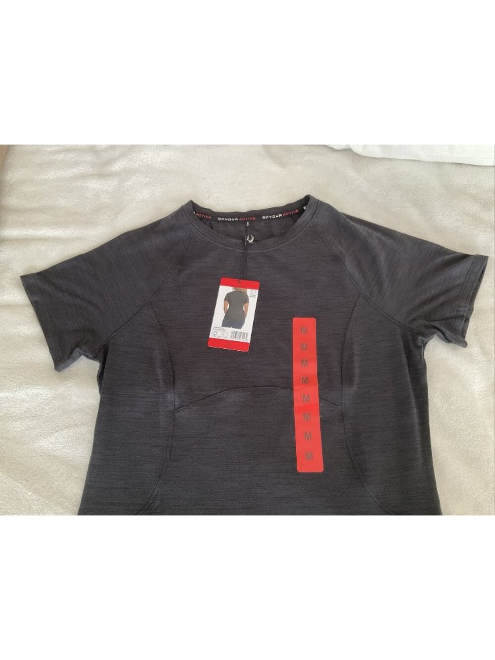 Spyder Active Women’s Black Heather Short Sleeve Shirt Zipper Pocket NWT Medium